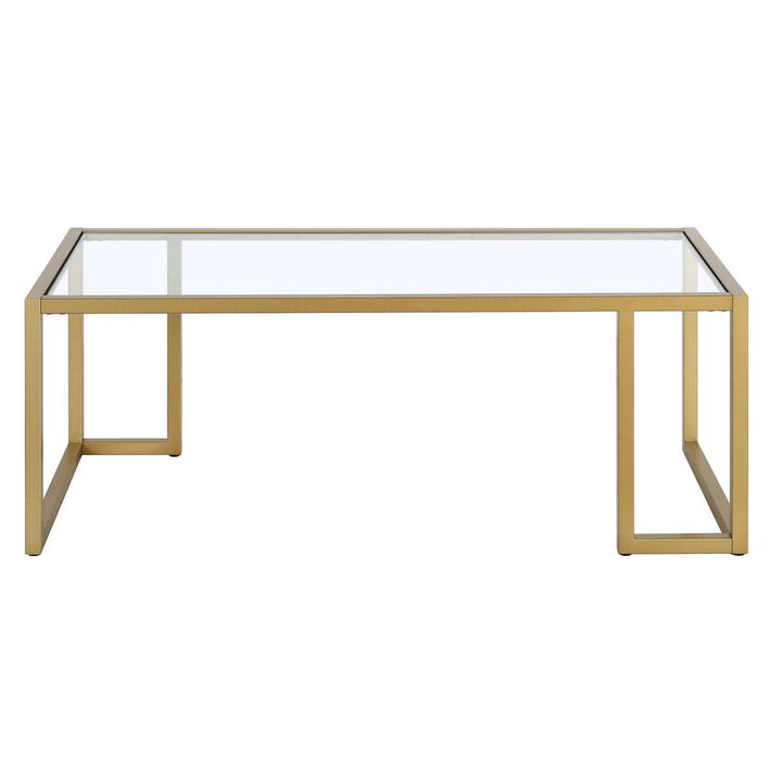 Hudson&Canal Oscar 45'' Wide Rectangular Coffee Table in Brass