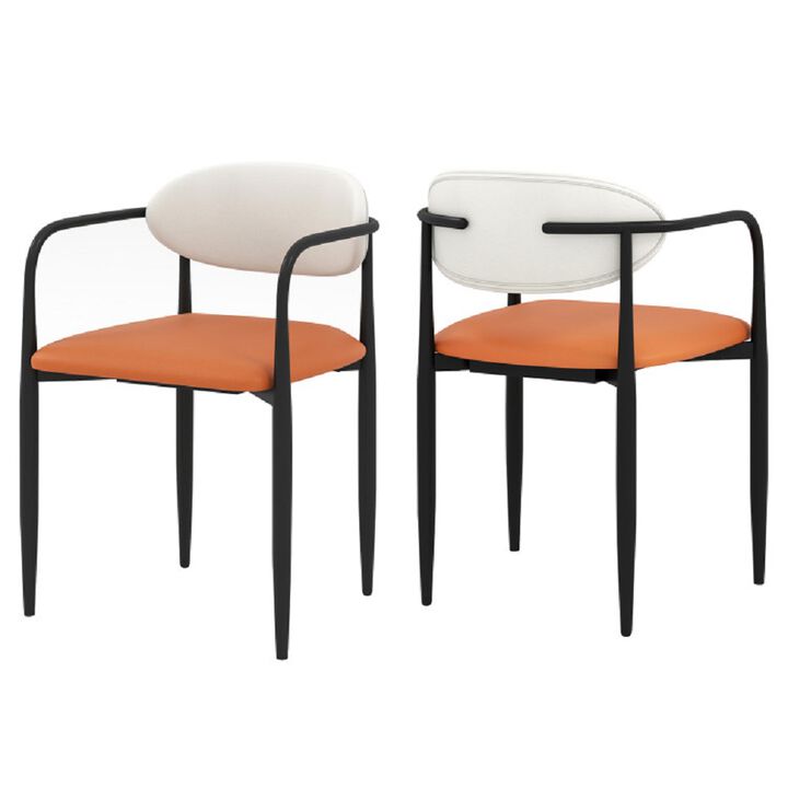Modern Set of 2 Dining Chairs with Curved Back & Comfortable Padded Seats