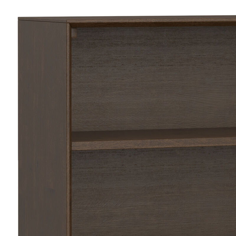 Banting SOLID HARDWOOD 30 inch x 64 inch Modern Industrial Low Wide Bookcase in Walnut Brown