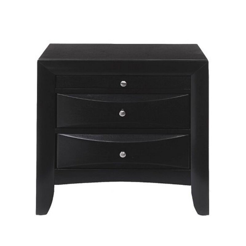Queen Bedroom Set, Black Wood, 3 Piece Set with 2 Nightstands image number 6