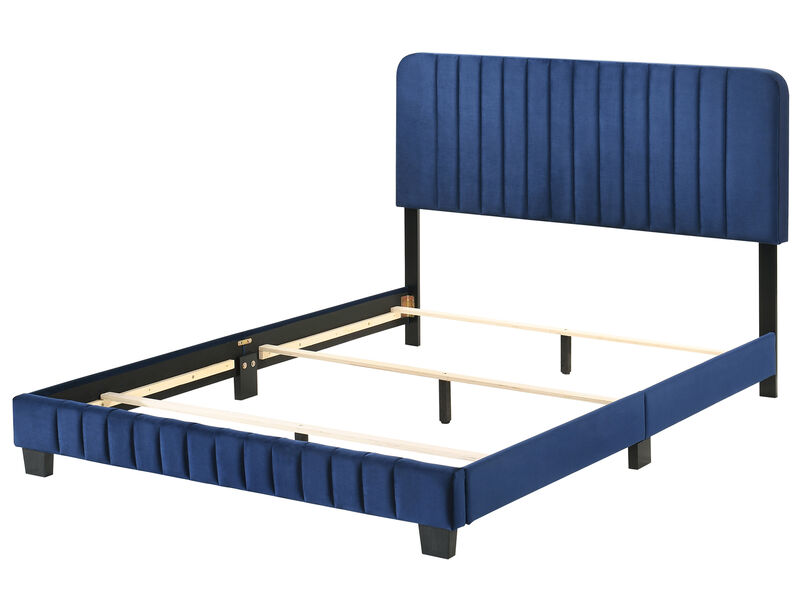 Lodi Velvet Upholstered Channel Tufted Full Panel Bed
