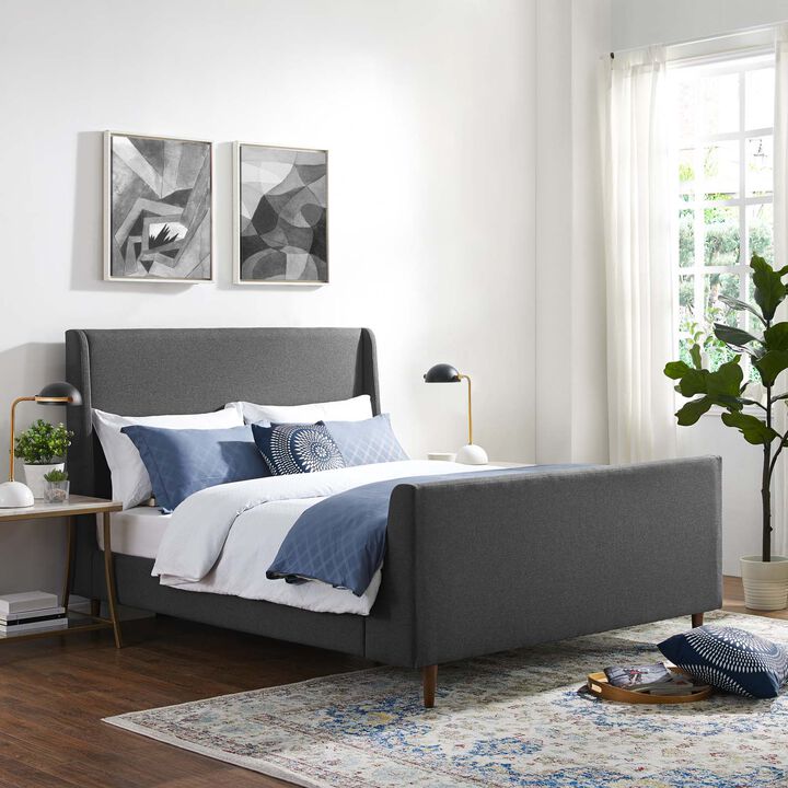 Modway - Aubree Queen Upholstered Fabric Sleigh Platform Bed
