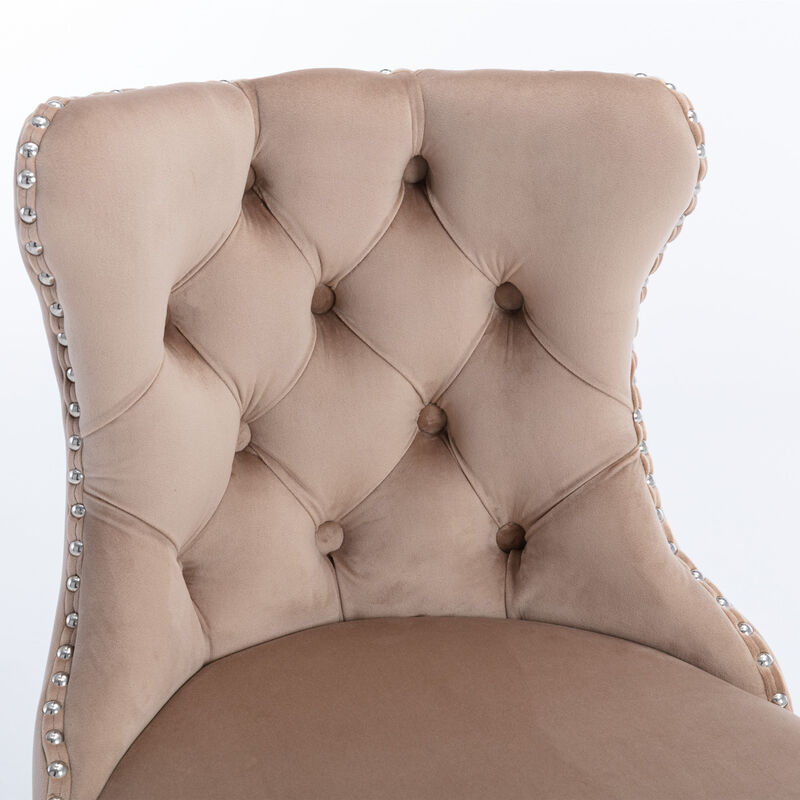 Streamdale Adjustable Khaki Velvet Bar Stools, Set of 2