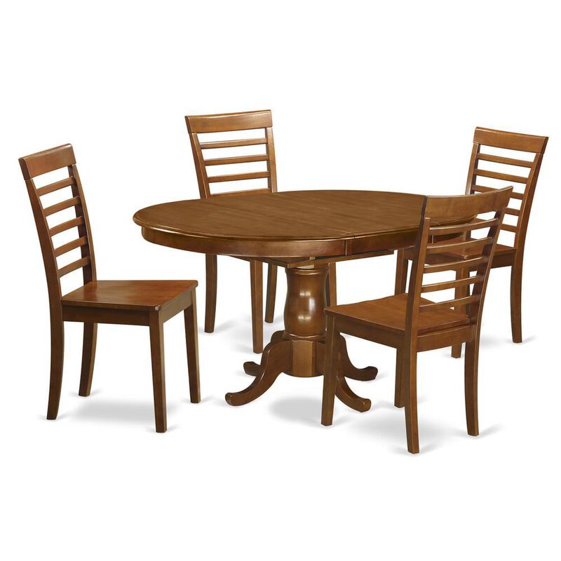 5 Pc Dining set-Oval Dining Room set-Leaf and 4 Dining Chairs
