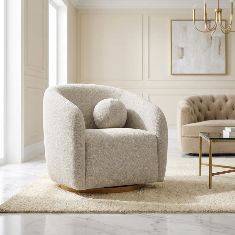 Chenille Fabric Swivel Accent Chair with Arms for Living Room, Dove Gray image number 4