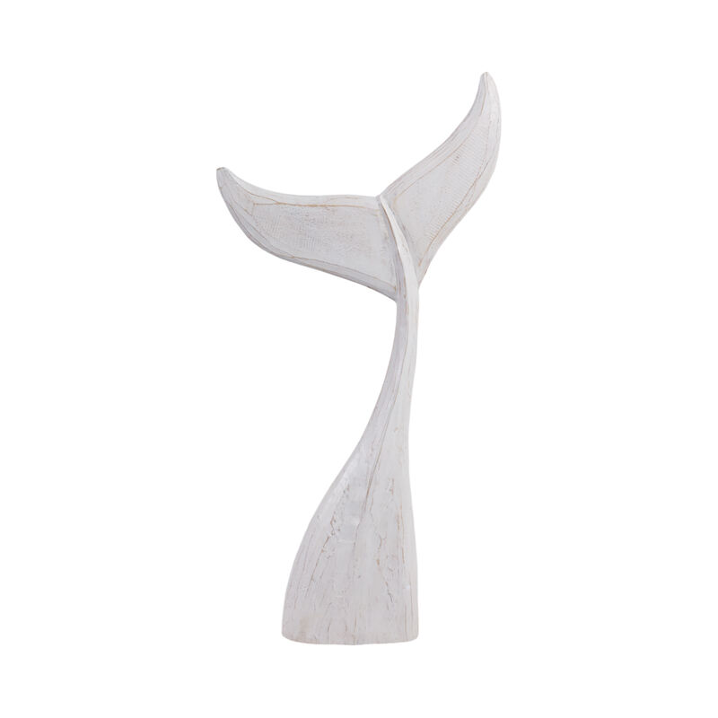 32" Wood Whale Tail Decor, Wht image number 0