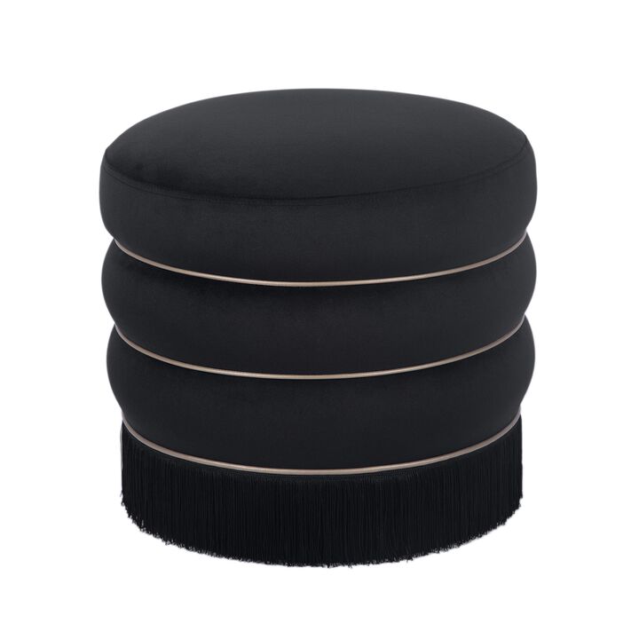 TOV Furniture Lakka Black Velvet Ottoman
