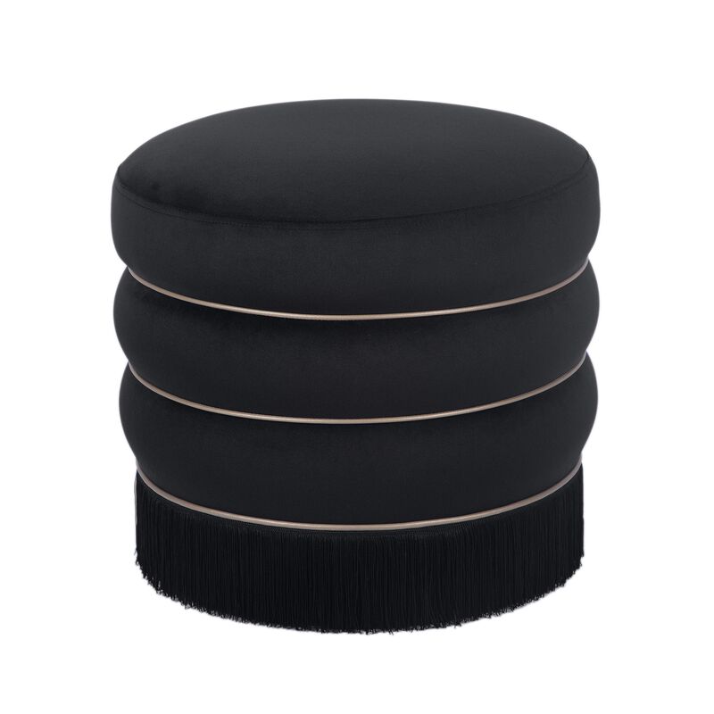 TOV Furniture Lakka Black Velvet Ottoman image number 0