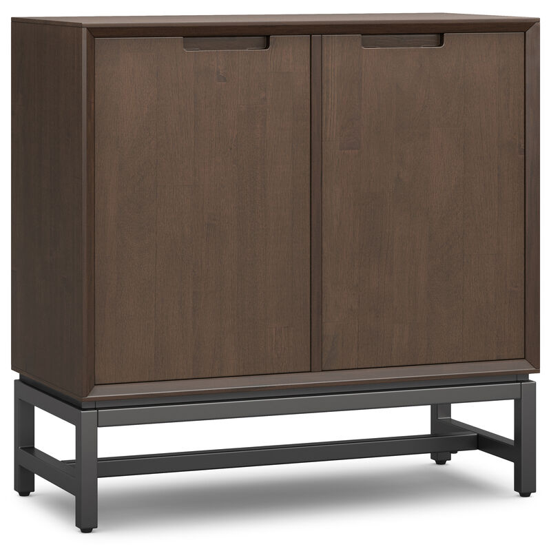 Banting SOLID HARDWOOD 32 inch Wide Modern Industrial Low Storage Cabinet in Walnut Brown