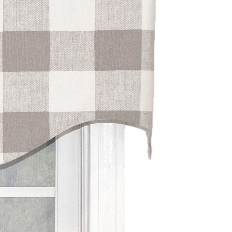 Grande Check Regal Style 3" Rod Pocket Valance 50" x 17" Taupe by RLF Home