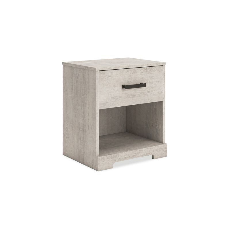 Shawn Nightstand, 1 Drawer and 1 Shelf, Light Gray Wood, 20 Inch - Benzara