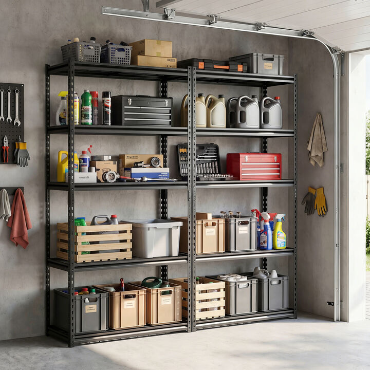 Set of 4 5-Tier Heavy-Duty Wire Shelving Unit with Adjustable Metal Racks