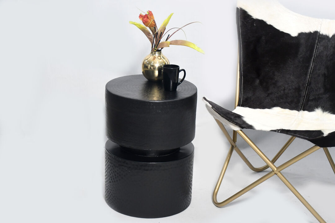 Double Sherald Handmade Black Side Table/Side Stool