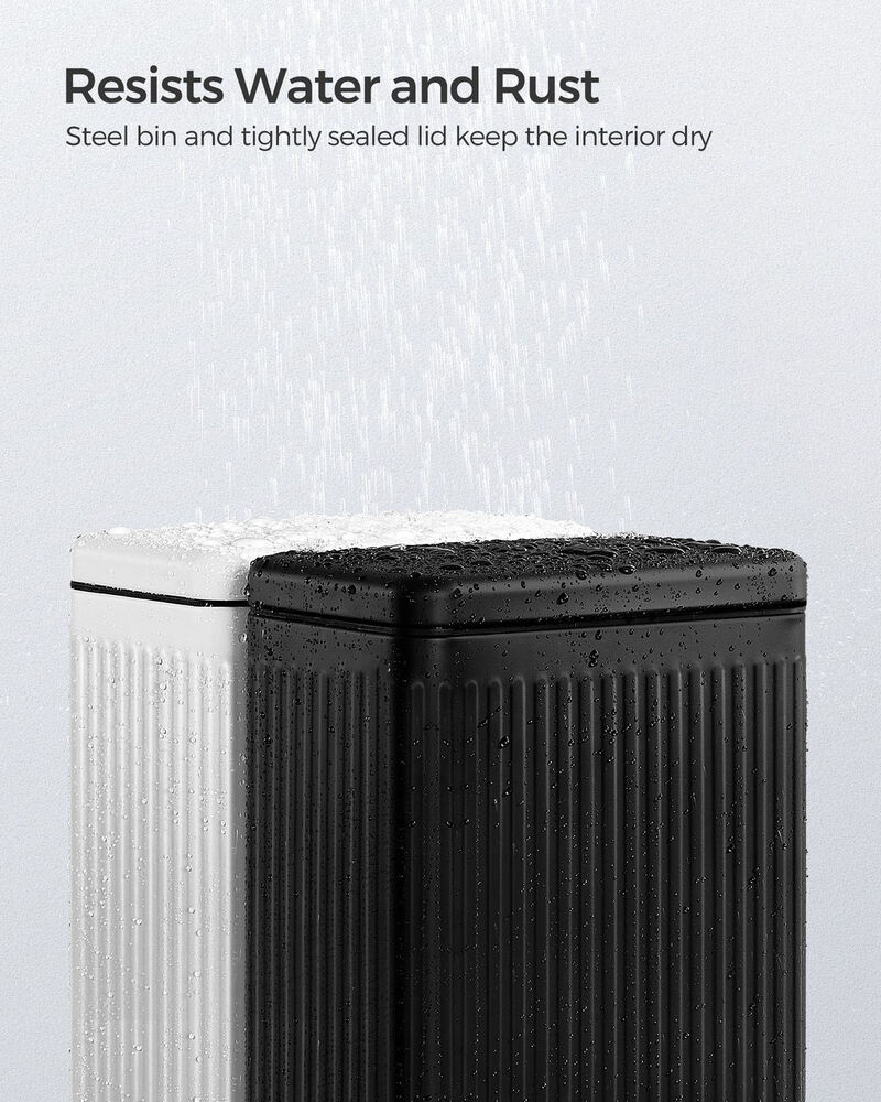 Bathroom Trash Can 6L Stainless Steel with Soft Close Lid Black image number 3