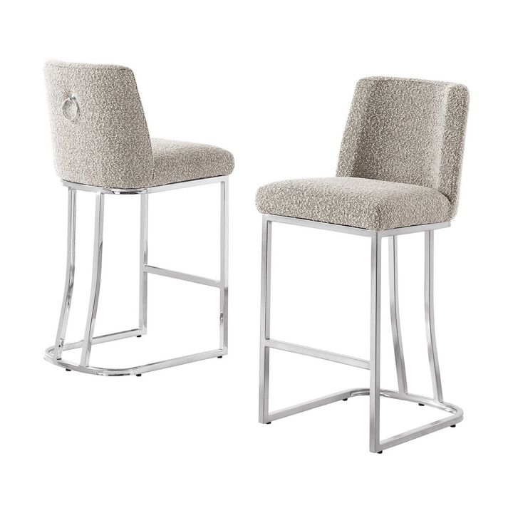 Best Quality Furniture Gray With Silver Base Barstools, Set Of 2