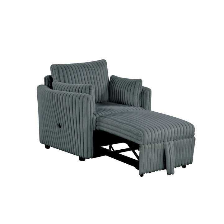 Convertible Sofa Bed Chair Pullout Single Sleeper Chair Bed with USB and Pillows for Living Room