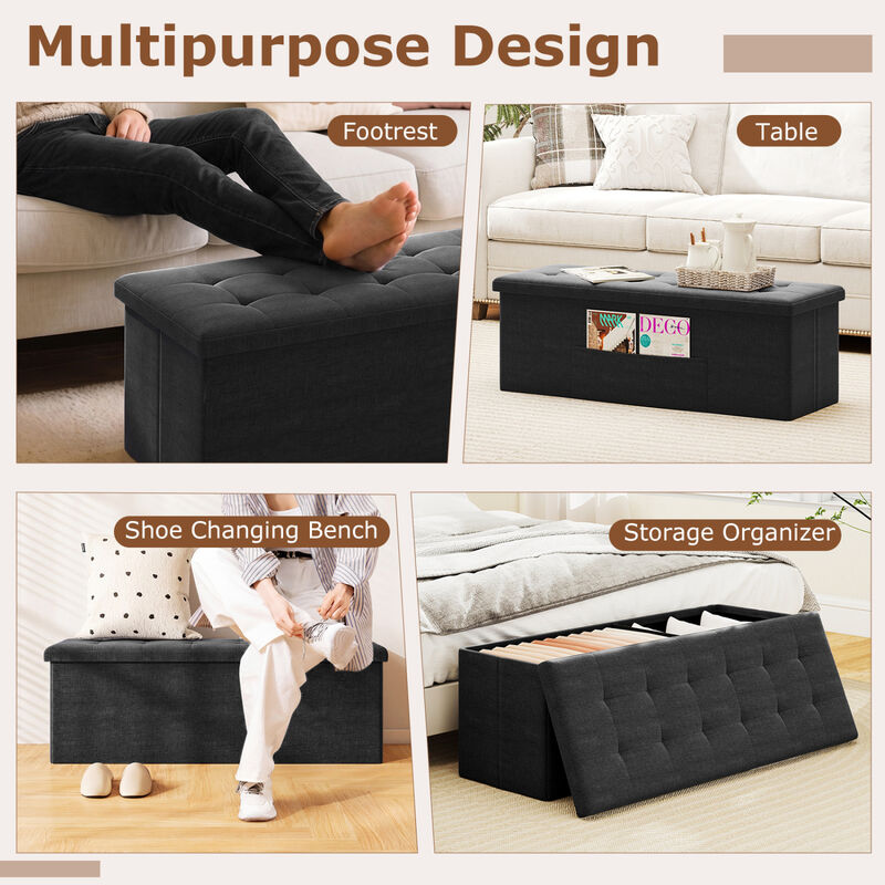 43 Inch Folding Ottoman Bench with Storage and Padded Seat image number 6