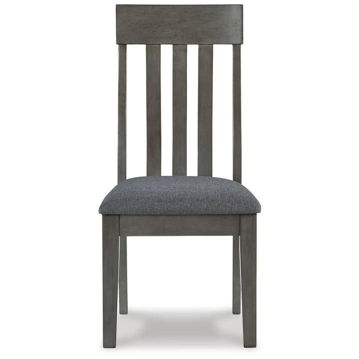 Haly Dining Side Chair Set of 2, Solid Wood Gray Frame, Fabric Seat - Benzara
