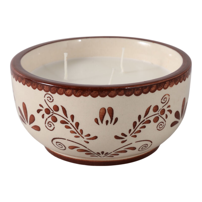6" 10 Oz Coffee Hand Painted Candle, Brown/ White image number 0