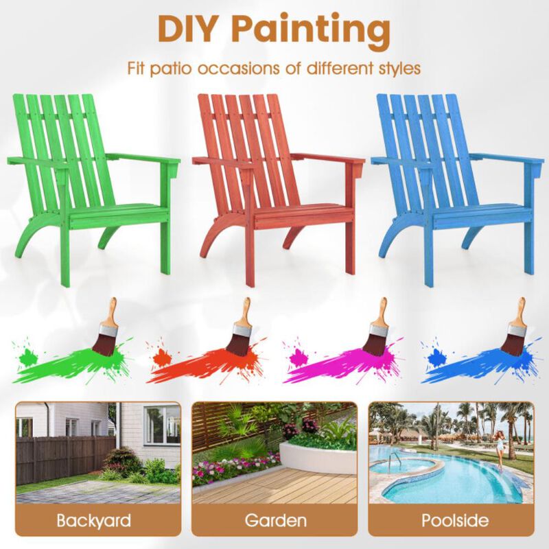 Hivvago Acacia Wood Patio Adirondack Chair with Inclined Seat and High Backrest for Porch image number 3