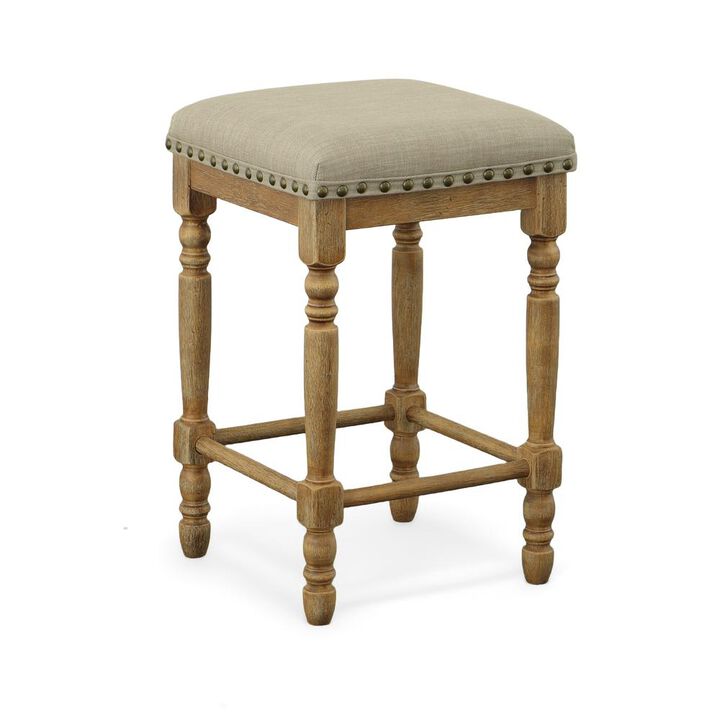Carolina Living Brittany Deluxe  Barstools - Set of 2 -Vintage Honey - Linen Upholstery