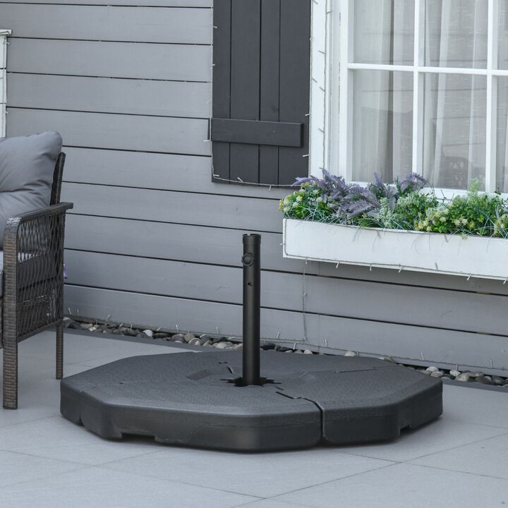 4 PC Patio Umbrella Base, Outdoor Hexagon Stand Cantilever Offset Umbrella Weights with Easy-Fill Spouts, 229 lb. Capacity Water, Black
