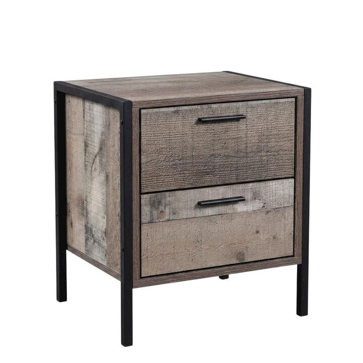 American Furniture Classics Two Drawer Night Stand with Metal Frame and Legs