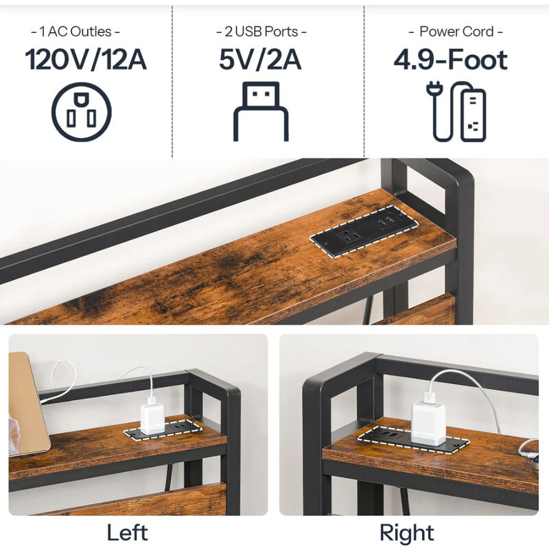 Adjustable Queen Headboard with 2 Power Outlets and 4 USB Charging Ports image number 5