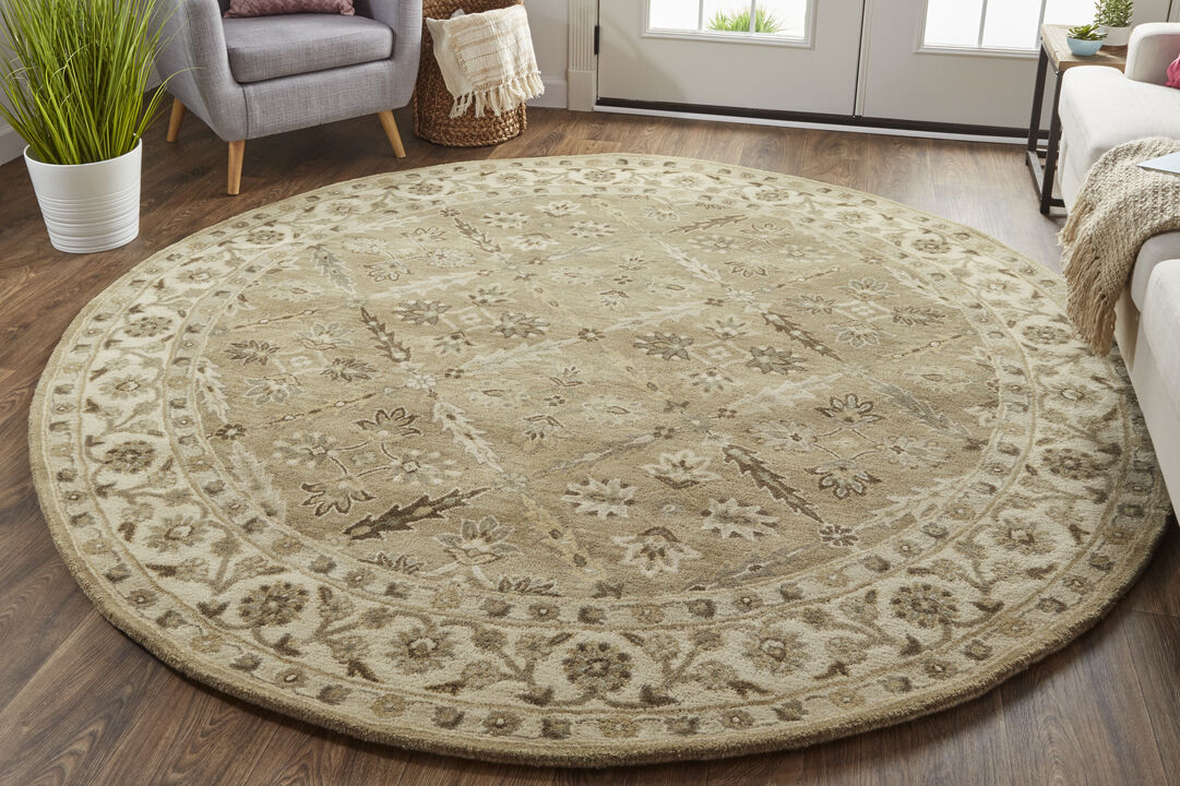 Eaton 8424F Green/Brown/Taupe 10' x 10' Round Rug