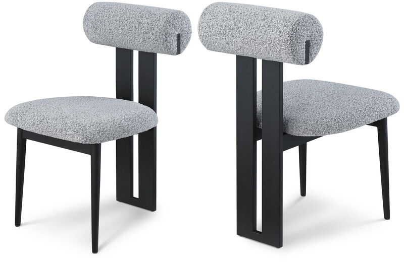 Meridian Furniture Dario Grey Boucle Fabric Dining Chair, Set of 2