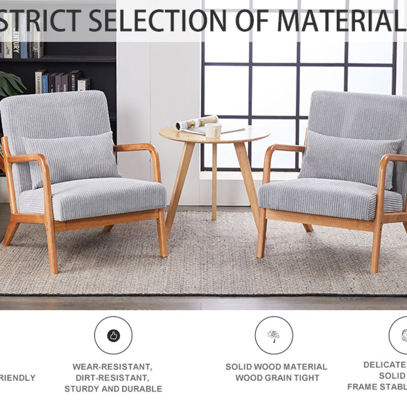 GOODSILO Mid-Century Modern Accent Chair with Ergonomic Support and Sustainable Rubberwood Frame image number 3