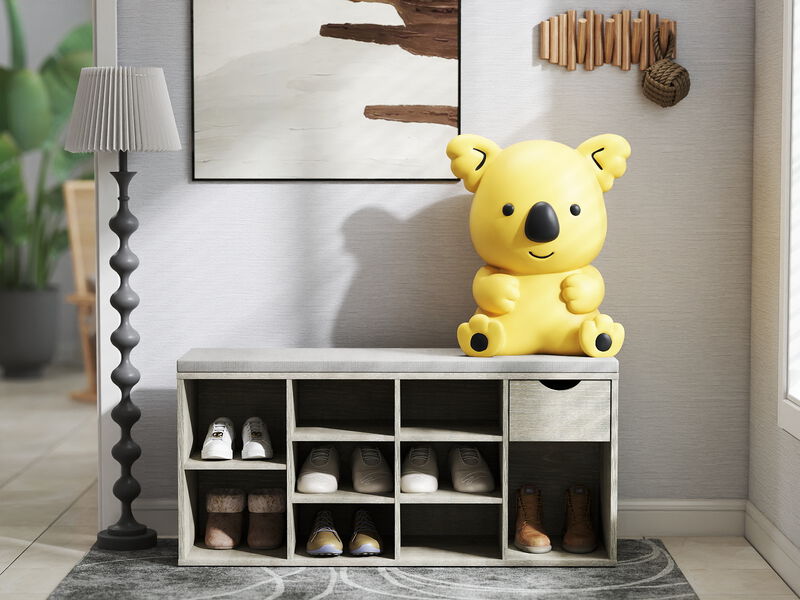 3-Tier Entryway Shoe Bench &ndash; 9 Cubbies Storage Organizer with Cushion, Drawer image number 3