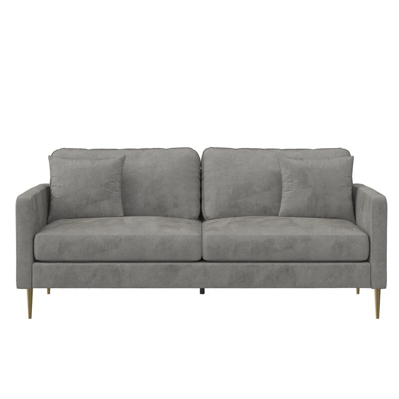 CosmoLiving by Cosmopolitan Highland 72" Velvet Sofa with Matching Pillows, Gray image number 1