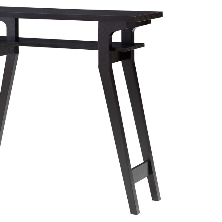 Rectangular Top Wooden Frame Console Table with 1 Open Shelf, Dark Brown-Benzara