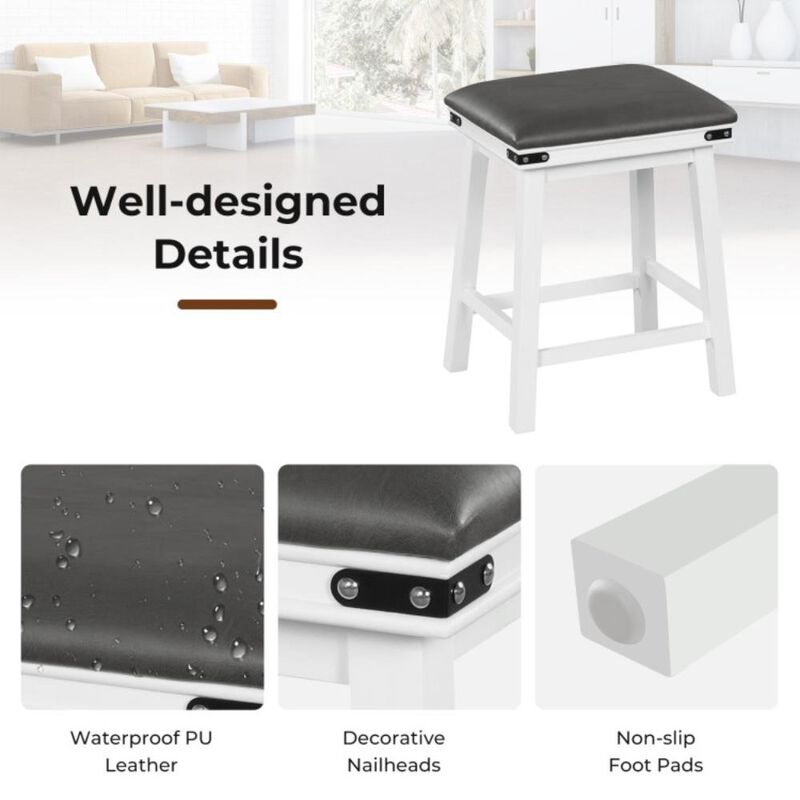 Hivvago Set of 2 24/30 Inch Dining Bar Stool with Acacia Wood Frame