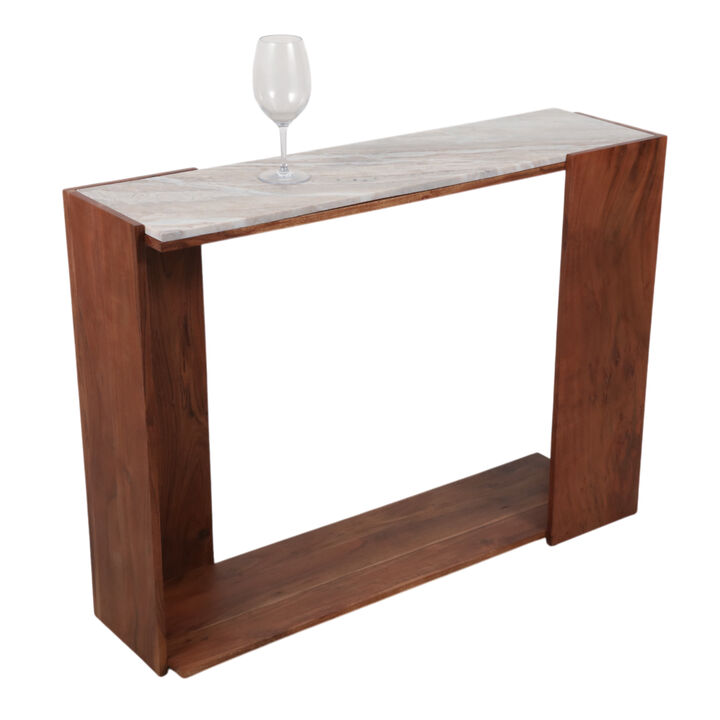 42x31" Modern Marble Top Console Table,ivory/brown