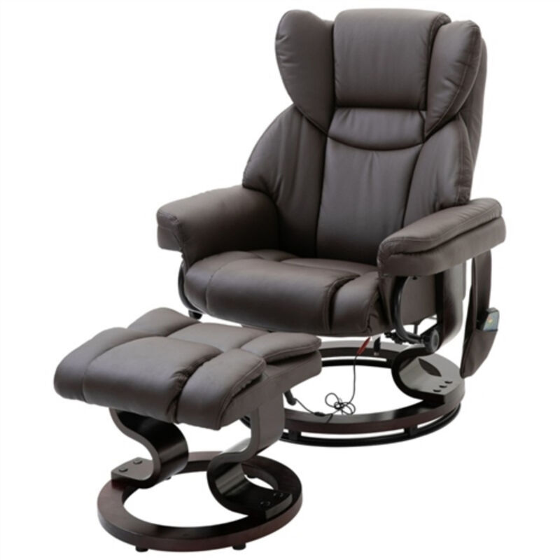 Remote-Controlled Faux Leather Massage Recliner Chair with Ottoman – Adjustable for Total Relaxation