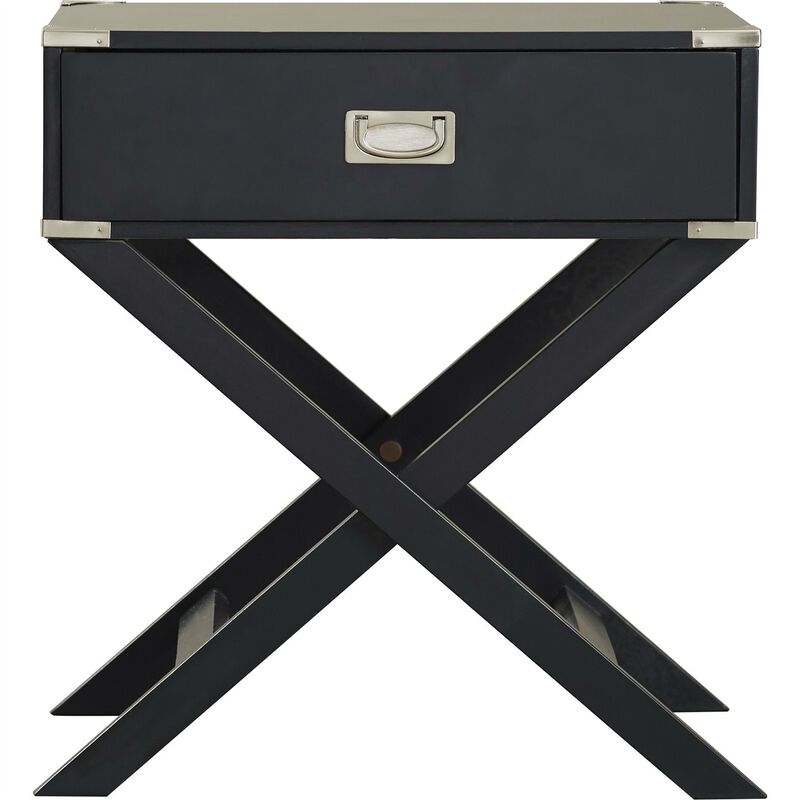 Modern 1-Drawer Nightstand with Cross-Leg Design for Bedroom or Living Room