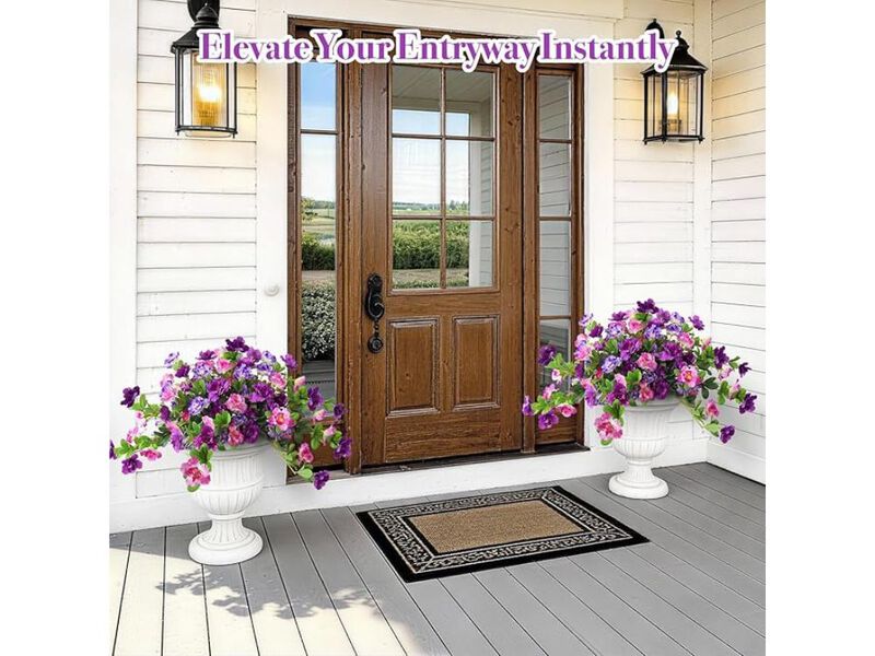 2 Piece Fuchsia Artificial Azalea Flowers UV Resistant Outdoor Garden Porch image number 1