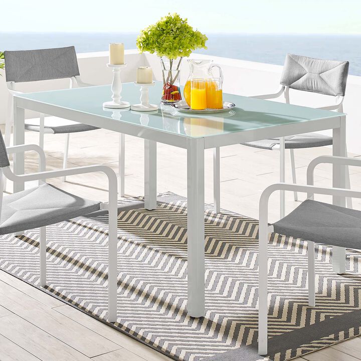 Modway - Raleigh 59" Outdoor Patio Aluminum Dining Table White