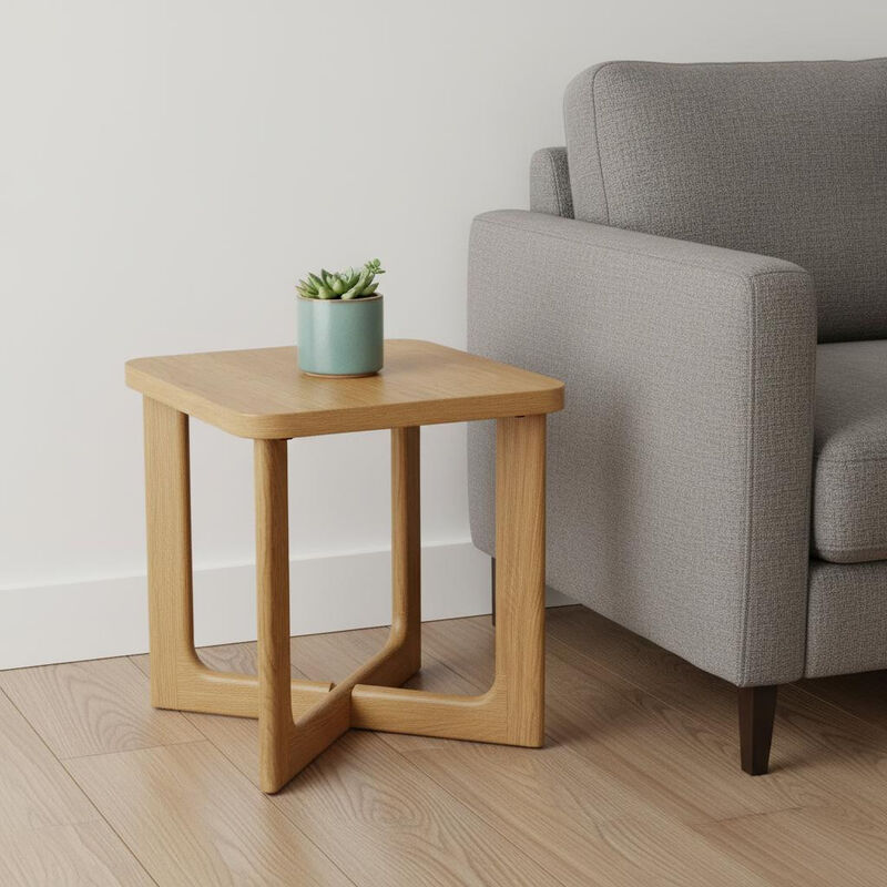 HomeRoots 24" Natural Wood Square Cross Legs End Table image number 1