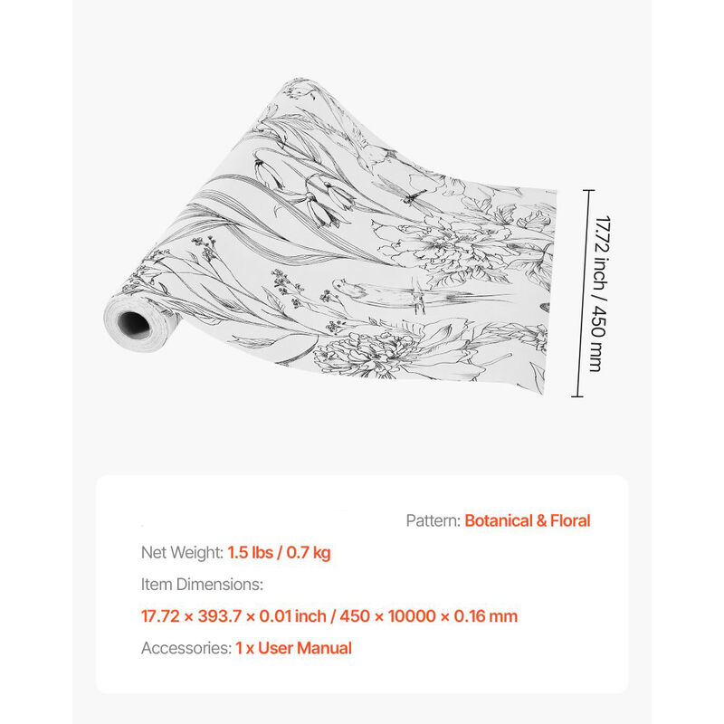 White Line Art Floral Wallpaper, Peel and Stick Contact Paper for Bedroom Kitchen Bathroom-White Line Art image number 2