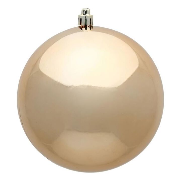 Vickerman 4" Plastic Ball Ornaments in Shiny Cafe Latte (Set of 6)