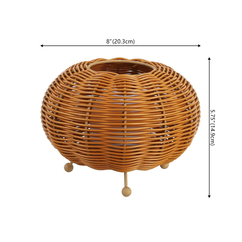 Kairi 5.75" Modern Bohemian Indoor/Outdoor Faux Rattan Lantern Rechargeable/Cordless Dimmable Integrated LED Table Lamp