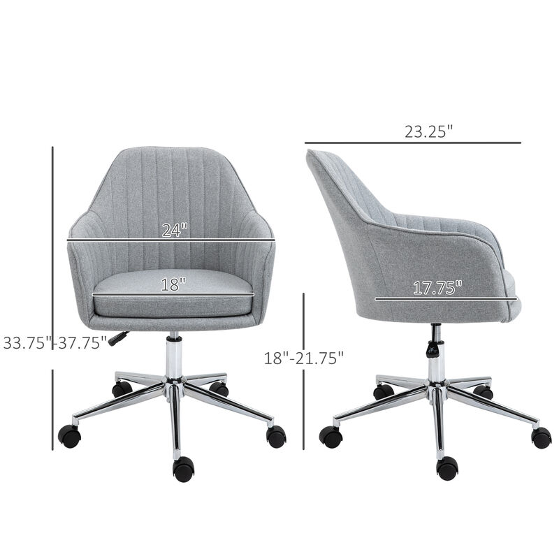 Leisure PC Workstation Chair with Linen Cover, Sponge Padded Cushion, and Wheels