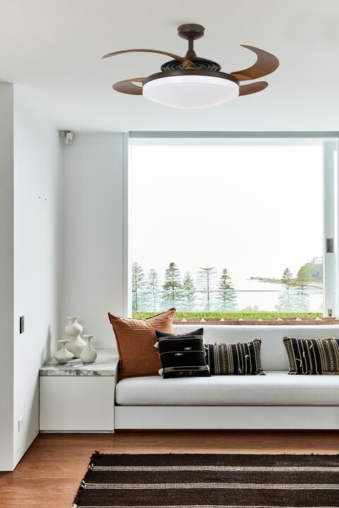 Fanaway Evo2 48" Retractable Blade Ceiling Fan with Light and Remote, Modern Fandelier Ceiling Fan, Patented Design Technology, Stronger Thicker Blades