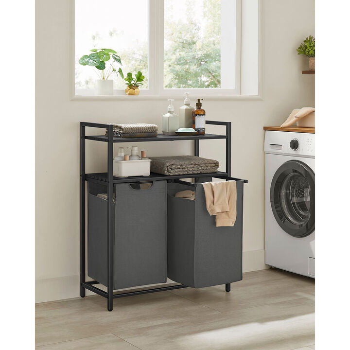 Laundry Hamper with 2 Removable Pull Out Bags Clothes Organizer