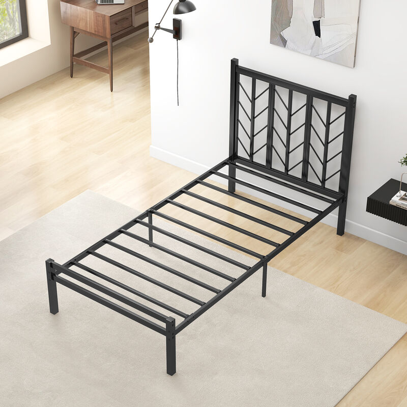 Metal Frame Platform Bed with Headboard, Sturdy and Stylish Design for Maximum Support and Comfort