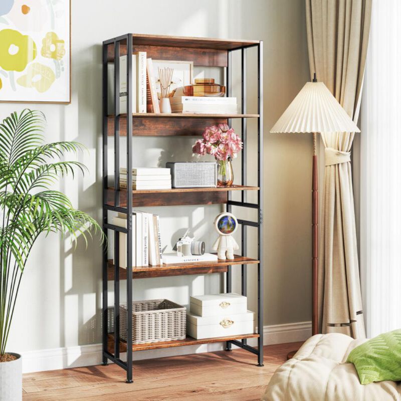 Hivvago 5-Tier Bookshelf with Adjustable and Tiltable Shelves