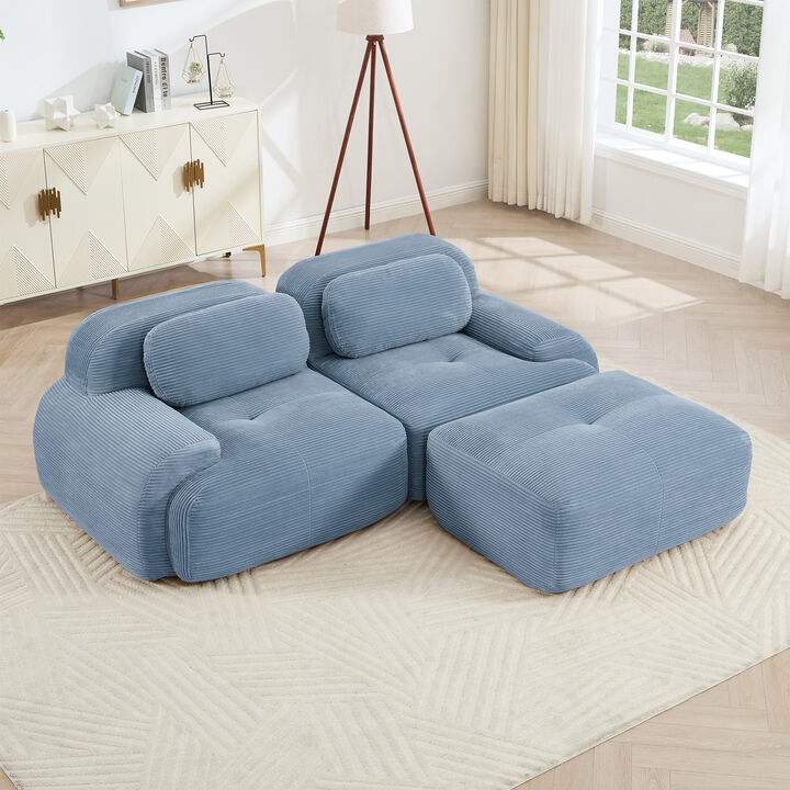 Merax L-shaped sofa in softCorduroy Fabric fabric modular design multiple combinations curved armrests no assembly